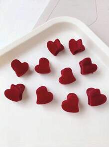 Cute Red Flocked Small Claw Clip, Heart Shape Mini Side Clip, Princess Bangs Hair Clips, Flocked Hair Accessories For Women, Autumn/Winter Valentine Hair Jaw Clip Hair Clamps Hair Clutch Hair Claw Clip Autumn Accessories Fashion Hair Claws Fall Fashion Gifts For Women