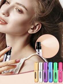 1pc Travel Perfume Atomizer – 5ml Mini Refillable Spray Bottle, Leak-Proof And Portable Perfume Dispenser, Suitable For Handbags, Pockets, Travel And Daily Use. - 玫瑰紅 - 查看 2