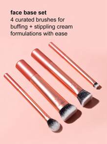 Real Techniques 4 Pieces Face Base Makeup Brush Set, For Concealer, Foundation, Setting Powder, Makeup Brushes For Blending & Buffing, & Sculpting, Travel Friendly, Gift Set