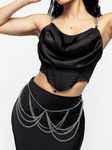 1件哥特式多层流苏吊坠腰链，适合日常佩戴、万圣节、节日和约会。 - 銀色 - 查看 2