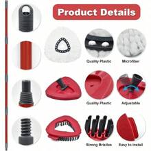 Mop Replace Head Mop Handle For O Cedar Mop Mop Replacement For Ocedar Spin Mop Includes 2 Mop Heads Replacements 4Section Mop Handle 1 Mop Base 1 Scrubber Mop Head For OCedar Spin Mop