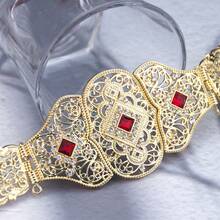 1 pièce Ceinture de femme de couleur or, chaîne de taille de bijoux de mariage arabe robe marocaine avec glands - ceinture en corde dorée - Voir 4