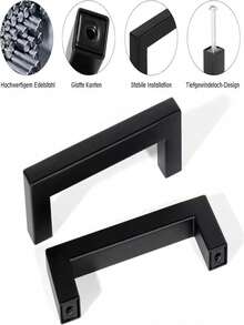 1pc Black Cabinet Handle, Matte Black T-Shaped And Square Stainless Steel Kitchen Handle, Furniture Hardware ,Door Knob Cabinet Wardrobe Drawer Pull,Cabinet Pulls - Black - View 6