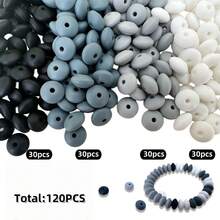 40/120/150 hạt silicon dẹt màu hồng, hạt silicon hình bàn tính 12mm, tự làm, dùng làm móc khóa, vòng tay, vòng cổ. - Nhiều màu - Xem 15
