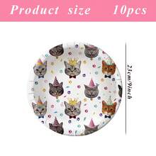 10 szt. talerzyków 7-calowych/9-calowych z motywem kota, talerzyki na przyjęcie urodzinowe z kotem, zastawa stołowa na imprezę z motywem kota, odpowiednie na przyjęcia urodzinowe, spotkania rodzinne, pikniki na świeżym powietrzu
