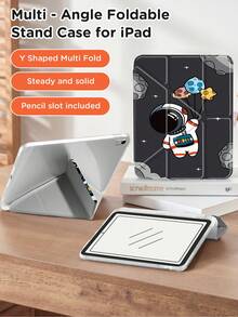 宇航员图案 Y 型折叠平板电脑保护套 适用于三星平板电脑 A9+ 11 英寸/iPad Mini6/7/9.7/10.2/10.5/10.9/12.9/Pro 11 第 10 代 保护套支持多角度调节 六种放置支架方式 内置笔槽 笔槽透明后盖 防摔保护 自动唤醒/睡眠 - 彩色 - 查看 4