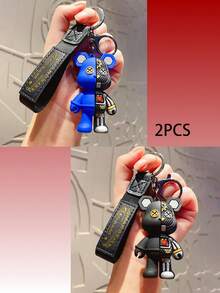 1-2件创意卡通机械熊钥匙扣/优雅包包钥匙圈/汽车挂件，个性ins风1pc可爱卡通尖叫熊钥匙扣，摆件，适合日常使用，半解剖机械小熊情侣背包挂件，桌面摆件，学生小礼物，派对礼物 - 藍色 - 查看 16