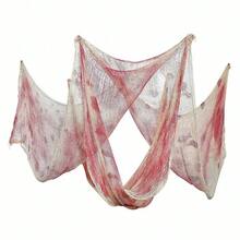 1 szt. 18*98 cali/30*72 cale Gaza na Halloween, przerażająca tkanina na Halloween do użytku na zewnątrz i wewnątrz, siatka pajęcza, dekoracja na Halloween i upiorna tkanina na nawiedzony dom i upiorne dekoracje na imprezę Halloween, idealna do drzwi, na podwórko, na drzewo, okno