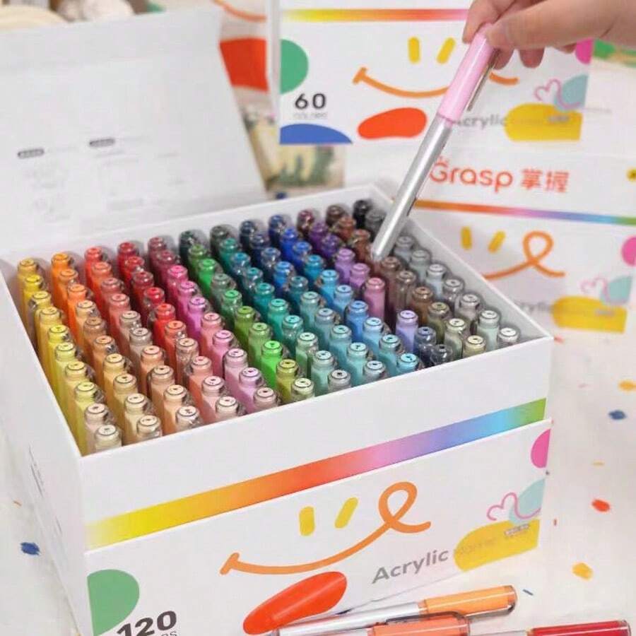 GRASP New Packing Professional 120/80/60 Colors Acrylic Markers With ...