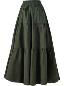 Women's Summer Long Flowy Renaissance Skirt With Pockets - Boho High Waist A-Line Maxi Skirt,Vacation Outfits Women,Valentine Outfits For Women,Street Photography - 軍綠色 - 查看 2