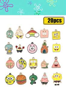 SPONGEBOB Hamburger Pineapple, Rainbow SpongeBob SquarePants, Patrick Star, DIY Alloy Jewelry Accessories, Cartoon Earrings, Cartoon Rainbow Keychain Gifts, Wallets, Schoolbags, Backpacks, Crossbody Bags, Bracelets, Luggage, Halloween And Christmas Gifts, Keychains, Pendants