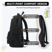 Large Capacity Waterproof Laptop Backpack For Women - Lightweight Nylon College Bookbag With Multiple Pockets, Comfortable Daypack For Work & Travel (Black) - Black - View 4