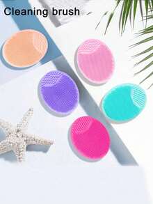 1/5pcs Face Cleansing Brush, Mini Handheld Oval Facial Cleansing Brush (With Shampoo Massage Brush), Facial Cleansing Brush (For Deep Cleaning), Gentle Exfoliating And Massaging Face Cleaning Brush, Skin Care Tool, Travel Tool, Christmas Gift, Christmas Party, Face Washing, Cleaning - Multicolor - View 4