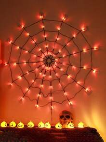 1 Peça Luz de Aranha & Teia de Aranha - Luz de Janela de Teia de Aranha, Luz de Halloween Operada a Bateria com 8 Modos, Adequada para Festa, Quarto, Casa Assombrada, Luzes de Corda de Atmosfera, Decoração de Halloween, Decoração de Natal (Aranha Não Incluída) - Preto - Visão 3