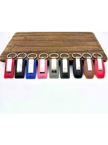 Customized PU Leather Keychain For Men And Women Metal Car Logo Key Chain Pendant Gift Laser Engraving Retro Vintage Keyring - Multicolor - View 1