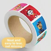 Paw Patrol 800 Peças/2 Rolos Adesivos de Desenho Animado Fofo da PAW PATROL, Adesivos de Etiqueta para Crianças, Kawaii, Brinquedo, Jogo, Tag, DIY, Presente, Suprimentos de Decoração de Etiqueta de Vedação, Presente Divertido para Crianças