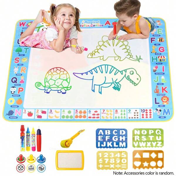 Tappetino magico per disegnare con acqua di grandi dimensioni e pennarelli magici riutilizzabili, giocattolo da disegno per bambini, lavagna per Montessori dipingere, 39X31 pollici, 100x80CM, per il rientro a scuola