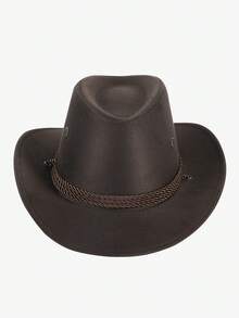 LEAJOURNO. 1顶男女通用绳编毡牛仔帽，适合所有季节 - 咖啡棕 - 查看 4