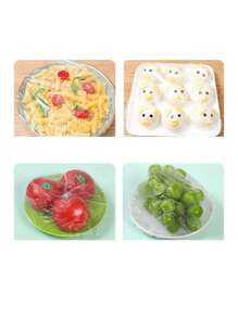 50pcs /100pcs Portable Food Preservation Covers, Stretchable Food Covers, Easy-To-Use Vegetable Lids, Refrigerator Preservation And Humidity Retention Tools, Alternative To Plastic Bags, Preserve Fruits & Antibacterial