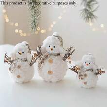 1 件粉色针织圣诞雪人装饰、桌面装饰、小型节日派对、感恩节和丰收装饰、万圣节和新年装饰品、驯鹿设计、适合家庭、卧室、办公室、节日派对装饰、圣诞装饰、雪人雕像、节日桌面雕像、新年装饰 - 金色 - 查看 9