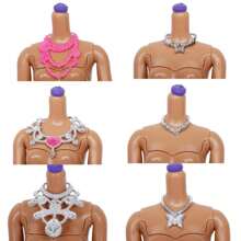 36pcs Doll Dress Up Set, Includes 5 Outfits, 20 Pairs Of Shoes, 6 Crowns, Necklaces; Fashionable Mix & Match Doll Wardrobe, Durable Plastic Material. - Multicolor - View 5