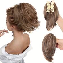 Synthetic Claw Clip In Ponytail Hair Extensions Diy Hairpiece Hair Bun Fake Blonde Hair False Pigtail For Women