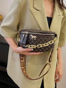 Bolsa de Cintura/Bolsa Transversal Conectada por Corrente Acrílica Casual e da Moda, Versátil Retrô, Presente de Natal