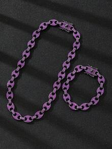 1pc Hip-Hop Coffee Bean Fully Rhinestoned Necklace, Suitable For Men And Women Daily Wear - Multicolor - View 5