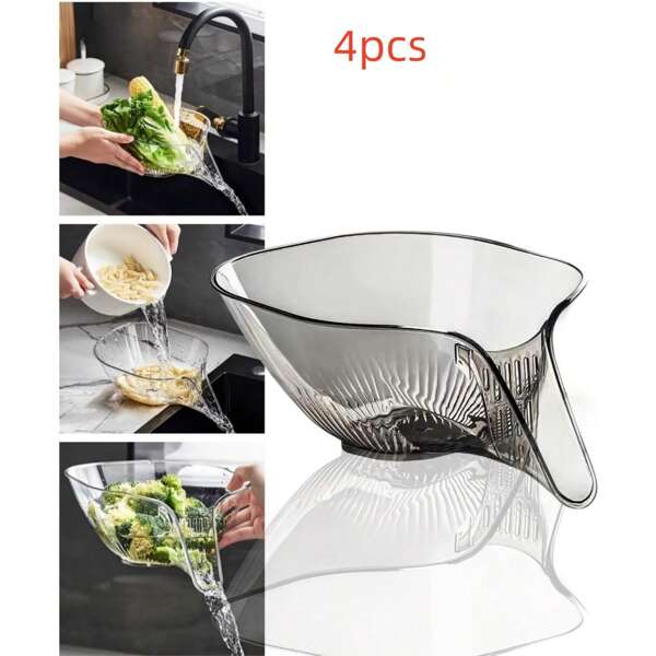 2pcsMulti-Functional Plastic Sink Drainage Basket - Wet-Dry Separation & Scratch-Free Design | Stops Sink Clutter, Perfect For Washing Veggies | Smart Space-Saving Kitchen Tool