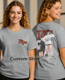 Camiseta Unissex Momo E Seu Melhor Amigo Okarunn Do Anime Dann Da Dann Serie De Mangá - Cinza - Visão 1