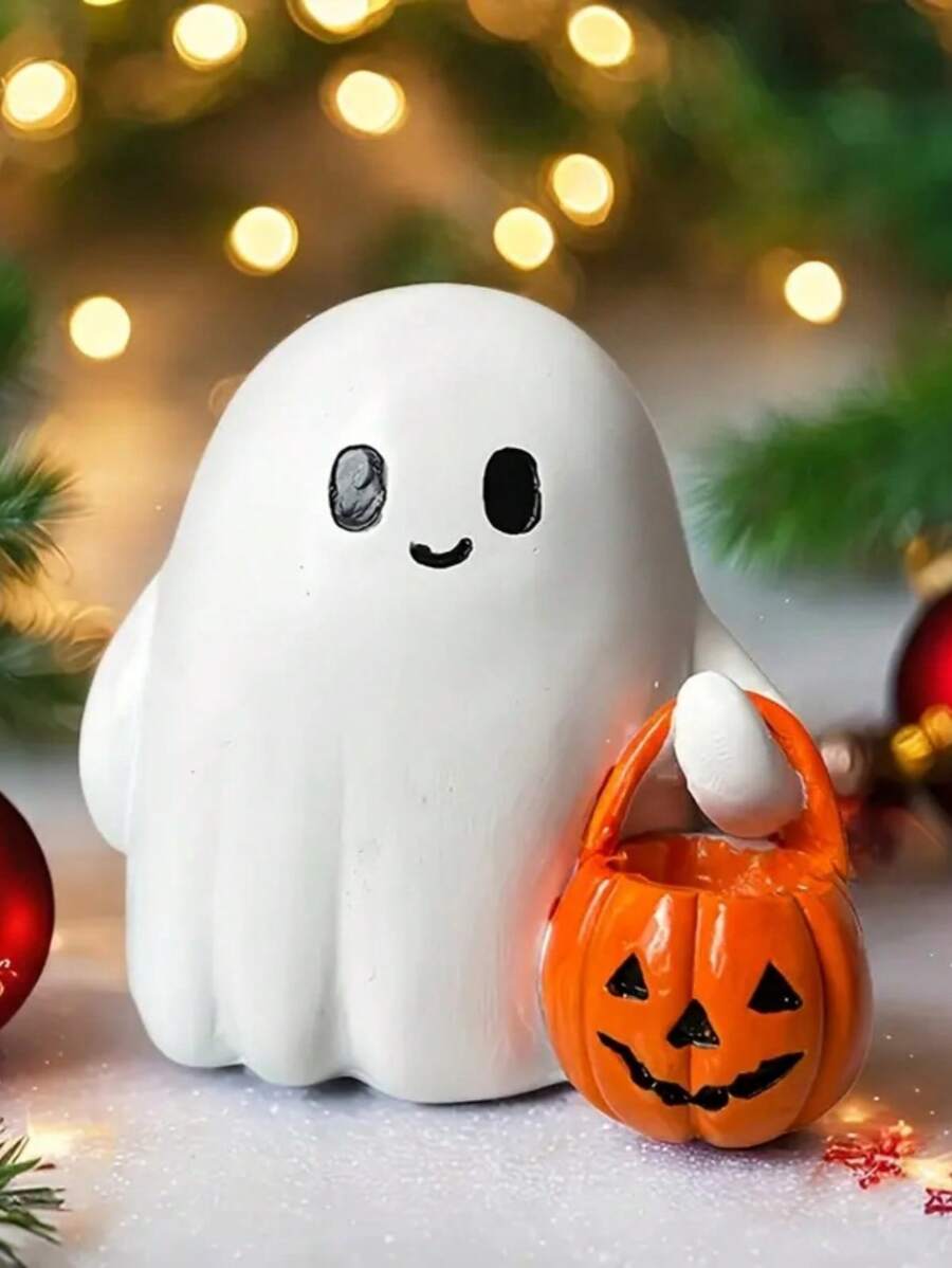 1pc Cute Resin Smiling Pumpkin Decor - Charming Resin Halloween Statue Desktop Ornament, Suitable For Spooky Autumn Decor, Perfect For Halloween Witch Theme, Halloween Decoration, Seasonal Display, Whimsical Design