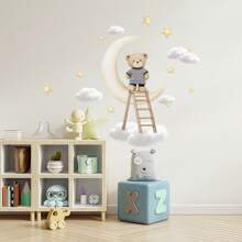 卡通熊、云朵、月亮、楼梯墙面装饰贴纸、自粘云朵、儿童房星星墙贴、家居装饰 - 彩色 - 查看 10
