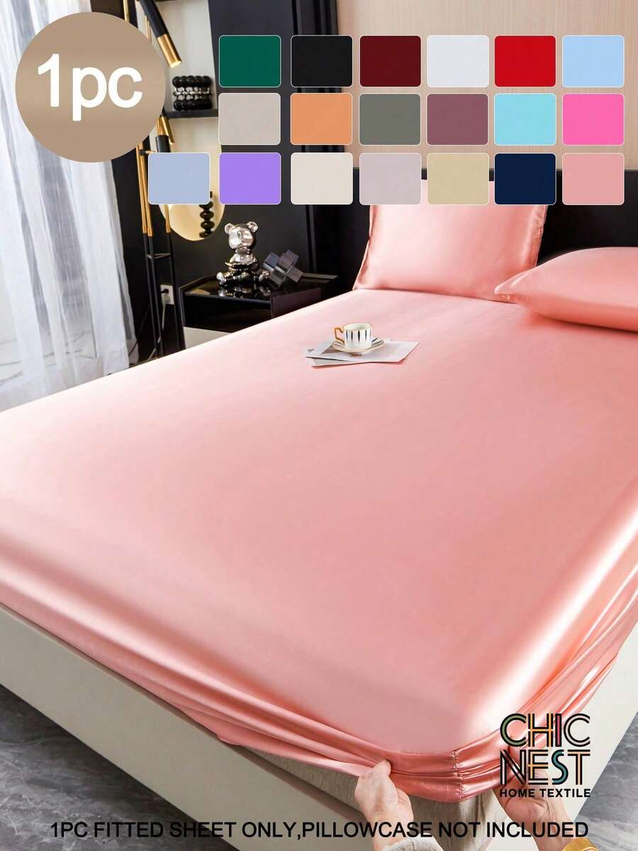 1 件纯色橙色缎子床笠仿真丝床笠，带 1 件情人节床垫套，床单现代柔软床上用品套装，适用于家庭特大号双人床尺寸床单床罩深口袋最大可达 11.8 英寸透气防皱更适合睡眠，可机洗 - 橘色 - 查看 1