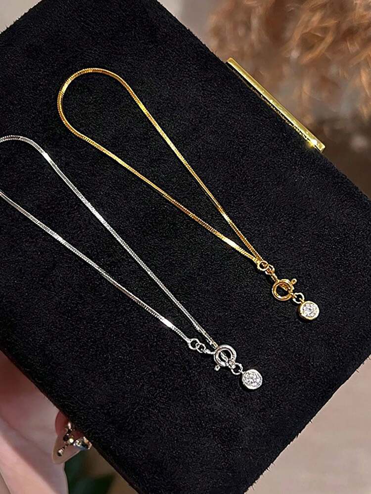 Stylever 1pc 925 Sterling Silver Bubble Round Zirconia Snake Bone Women's Bracelet Zirconia High-End Sense Versatile Stacking Exquisite Niche Design - Round Pendant Bracelet - View 3