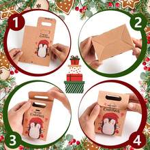 24 Pcs Christmas Kraft Gift Boxes, Kraft Paper Gift Boxes Bags Gift Wrap Bags Candy Boxes, Christmas Cookie Goodies Treat Party Paper Boxes Bags For Xmas Party Fillers