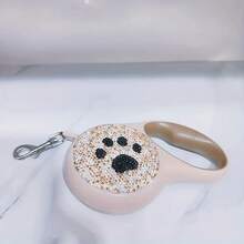 Laisse rétractable pour chien brillante et mignonne en diamant, 5 mètres de long