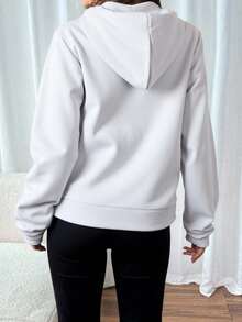 Sudadera de Mujer con Capucha y Cierre Frontal Cómoda y Calientita - Blanco - Ver 3