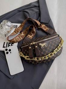 Bolsa de Cintura/Bolsa Transversal Conectada por Corrente Acrílica Casual e da Moda, Versátil Retrô, Presente de Natal