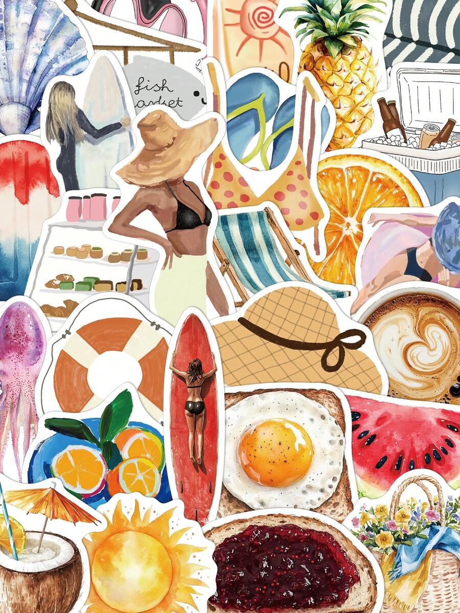 50pcs Boat Beach Pool Stickers For Laptop Luggage Scrapbook Room ...