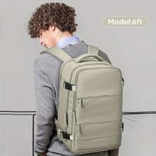 CORATED Zaino da viaggio aereo 40x25x20cm, adatto per uscite e uso aziendale, cinghie regolabili, espandibile a 180°, con cerniera, scomparto per le scarpe, include scomparto per laptop da 14 pollici, adatto per il bagaglio a mano, facile da posizionare sotto il sedile. - Versione leggera nera - Visualizzare 8