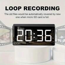 4K WiFi Camera Clock, Indoor Home Camera, Wireless HD Camera, App Real-Time Viewing, Night Vision, Motion Detection Loop Recording, Portable Wireless Surveillance Camera For Home, Office, Warehouse - màu đen - Xem 2