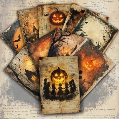 20-Pack ASSTSS Vintage Halloween Postcards - Spooky Pumpkin, Jack-O'-Lanterns, Witches - Antique Gothic Decorations For Scrapbooking, Junk Journals, Party Invitations - Personalizable Vintage Halloween Stationery - Halloween Party Decor, Halloween Decorations, Scrapbooking Supplies, Retro Aesthetic, Detailed Artwork, Collectible Cards, Craft Enthusiasts
