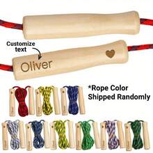 Corda de Pular Personalizada, Corda de Pular com Alça de Madeira Personalizada com Nome, Presente de Exercício de Fitness, Cor da Corda Aleatória