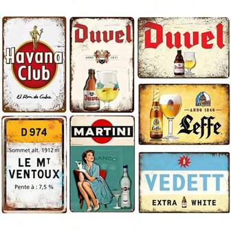1 pieza, Letrero de metal vintage de bebedor de alcohol y cerveza (8''x12''/20cm*30cm), Placa de metal vintage, póster artístico, estética, pub, bar, club de vinos, cueva de hombres, cocina, decoración de pared del hogar