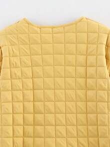 Chaqueta acolchada y acolchada amarilla para mujer, abrigo casual y suelto para otoño