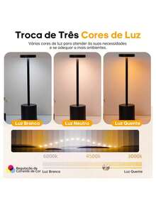 3-Tone Table Lamp Luxurious Bedside Rechargeable Lampshade LED Desk Bedroom Lamp - White - View 4