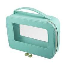 Bolsa de maquillaje transparente, organizador de viaje de cosméticos y estuche para brochas de maquillaje, bolsa de almacenamiento de maquillaje transparente y de tocador para mujeres - Verde - Ver 1