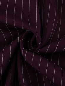 1pc Striped Woven Fabric Front Button Pocket Blazer For Women, Office Wear Autumn Spring - Burgundy - View 7