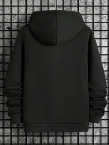 Impresión gráfica de fútbol de , sudadera de moda casual para hombres de manga larga con cuello redondo, suéter tejido, lavable a máquina - Negro - Ver 2