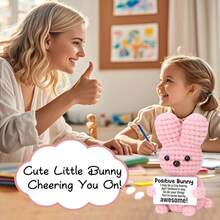 1pc Pink Rabbit Hand-Woven Plush Doll Ornaments With Encouraging Words Can Be Given As Small Gifts To Friends And Family. Lovely Doll Gift Design And Encouraging Words Are Very Warm And Sweet! These Lovely Dolls Will Always Be Your Friends